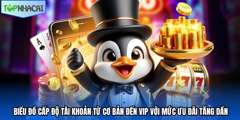 Biểu đồ cấp độ tài khoản từ cơ bản đến VIP với mức ưu đãi tăng dần