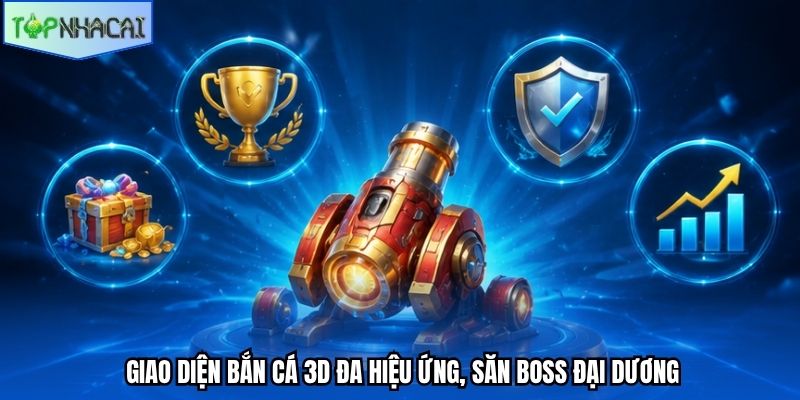 Giao diện bắn cá 3D đa hiệu ứng, săn boss đại dương